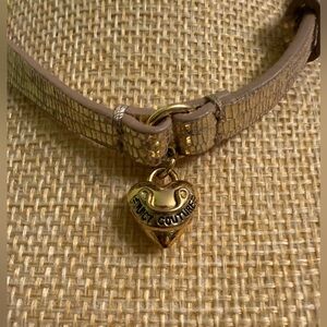 Juicy Couture Gold Heart Charm Leather Choker Necklace